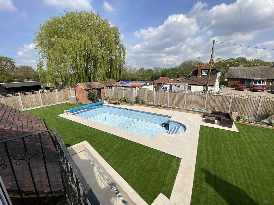Swimming Pool Artificial Grass Installation