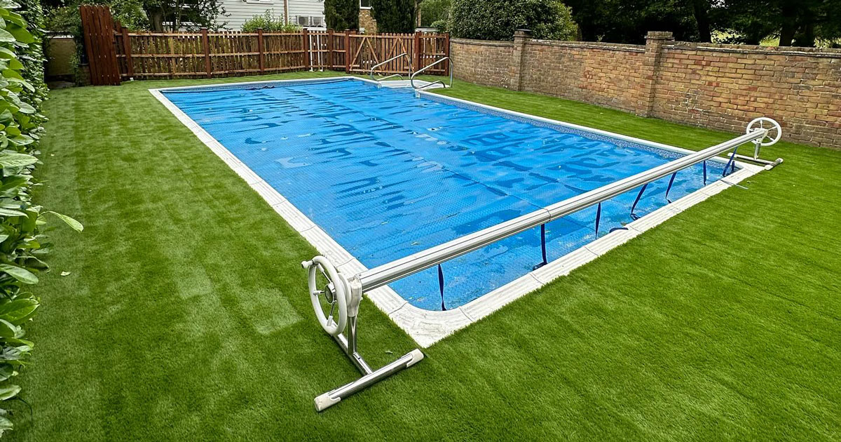 Artificial Turf Installation Poolside in Essex